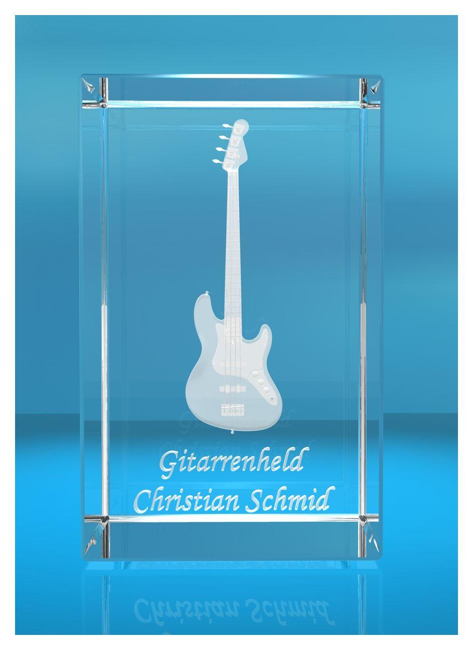 3D Glasquader | Gitarre No. 2 mit Wunschnamen | Geschenk für Gitarrist, Bassist | Musiker | Bandmitglied | E-Gitarre | Bassgitarre