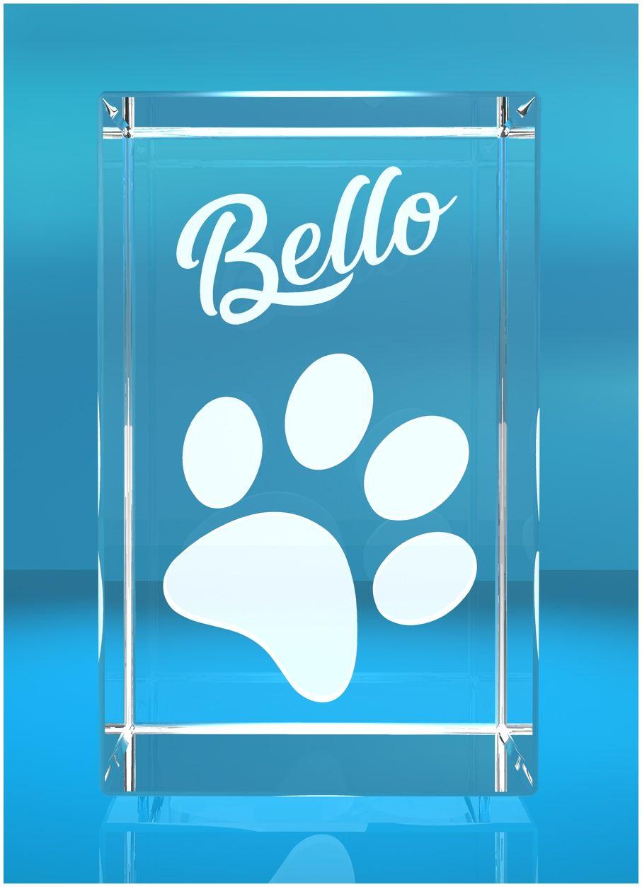 3D Glasquader I Hundepfote + Namen